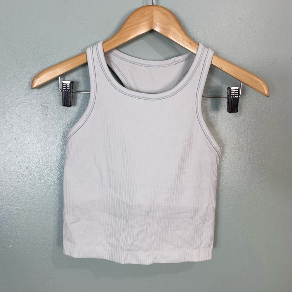 Lululemon EBB To Street Cropped Racerback Crop Tank Sz 6 Icy Blue W1CJUS